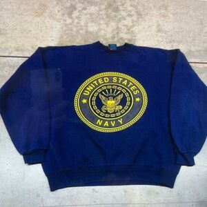 Delta Navy Blue Crewneck Sweater with Yellow Emblem